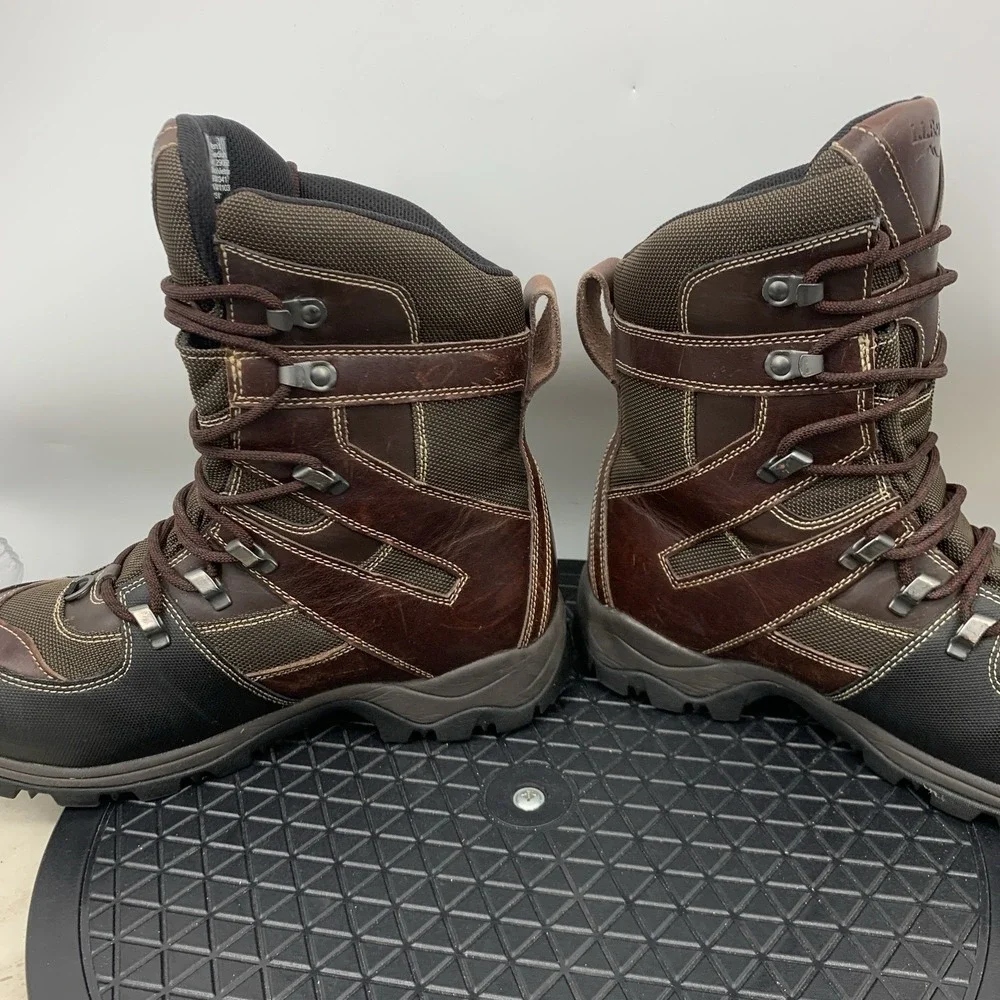LL Bean Boots Men Size 10 Shoes Brown Black Leather Tall Winter Snow Tek 2.5‎